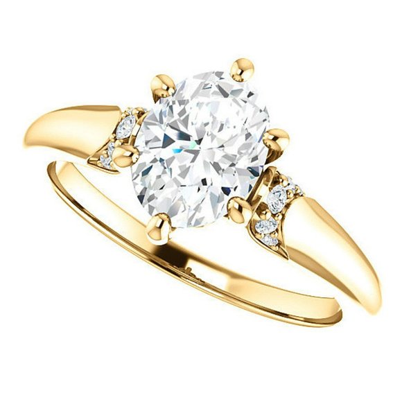 1.5Carat -8x6mm Oval Moissanite Accented Engagement Ring - Picture 9 of 15